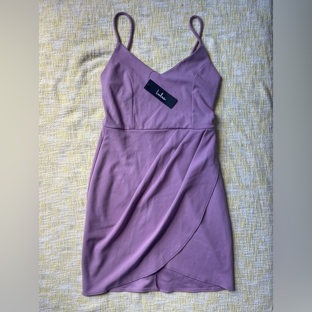 Lulu's Dusty Pink Wrap Mini Dress